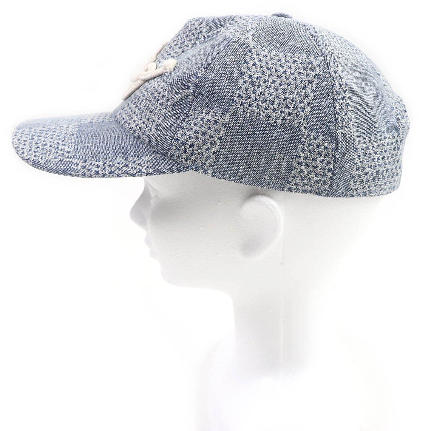 LOUIS VUITTON cap M7534L Outer: 91% cotton, Outer: 8% polyester, Outer: 1% polyurethane, Lining: 54% cotton, Lining: 46% rayon, Trim: 100% cotton Indigo blue Cap Damier Denim 3D mens Used