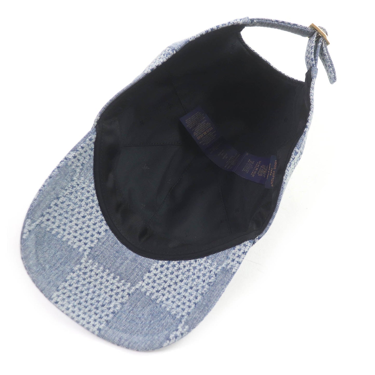 LOUIS VUITTON cap M7534L Outer: 91% cotton, Outer: 8% polyester, Outer: 1% polyurethane, Lining: 54% cotton, Lining: 46% rayon, Trim: 100% cotton Indigo blue Cap Damier Denim 3D mens Used