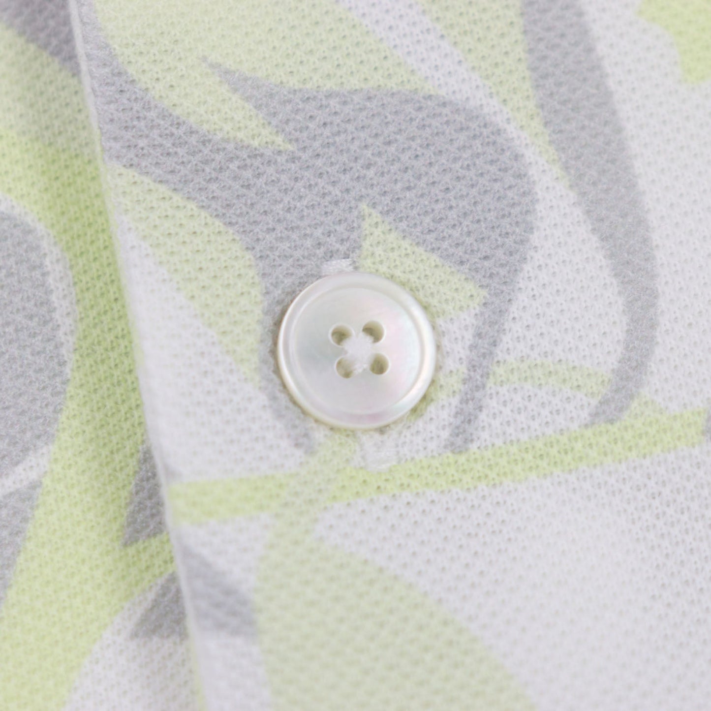 HERMES Short sleeve polo shirt cotton White Gray Yellow Panel Vegetal S