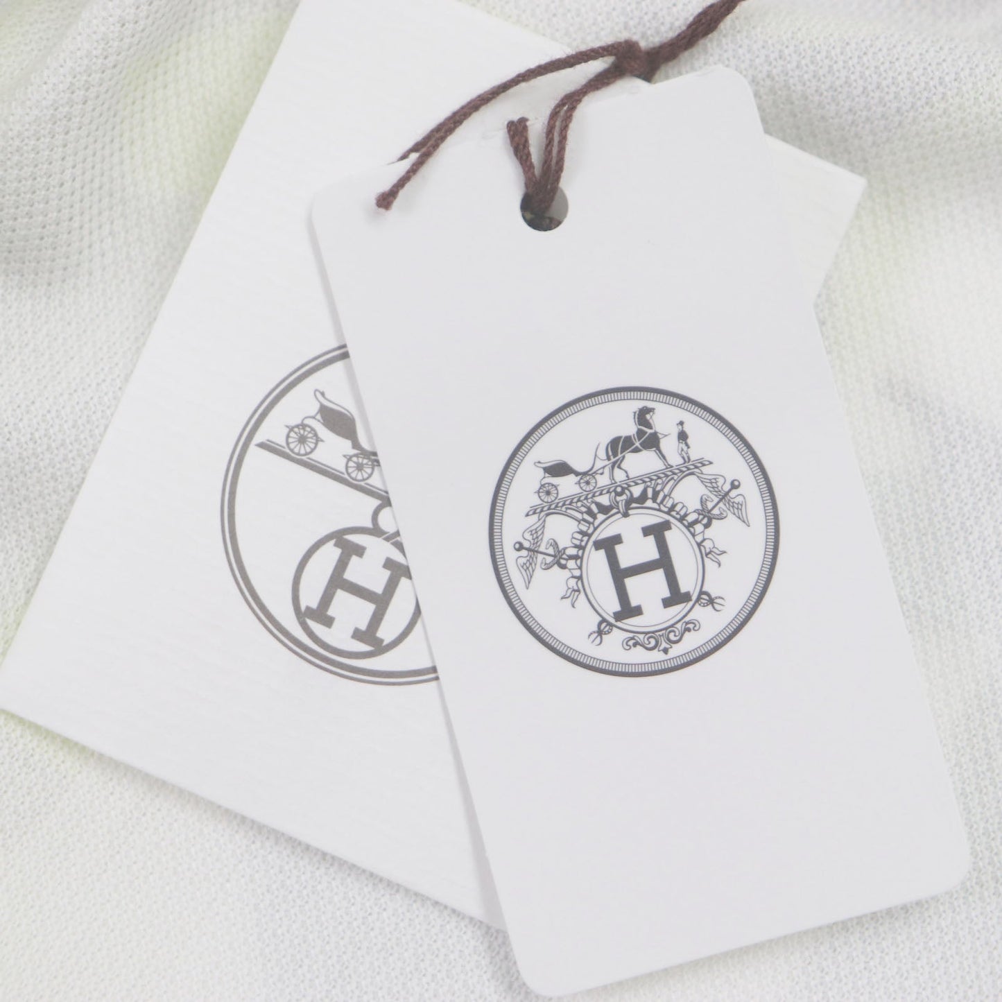 HERMES Short sleeve polo shirt cotton White Gray Yellow Panel Vegetal S
