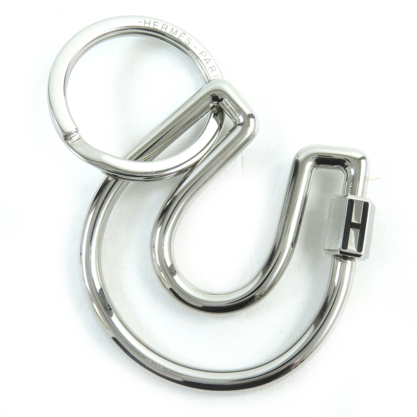 HERMES key ring H077329FJ03 Stainless Steel Silver Horseshoe Fair a Cheval Keyring