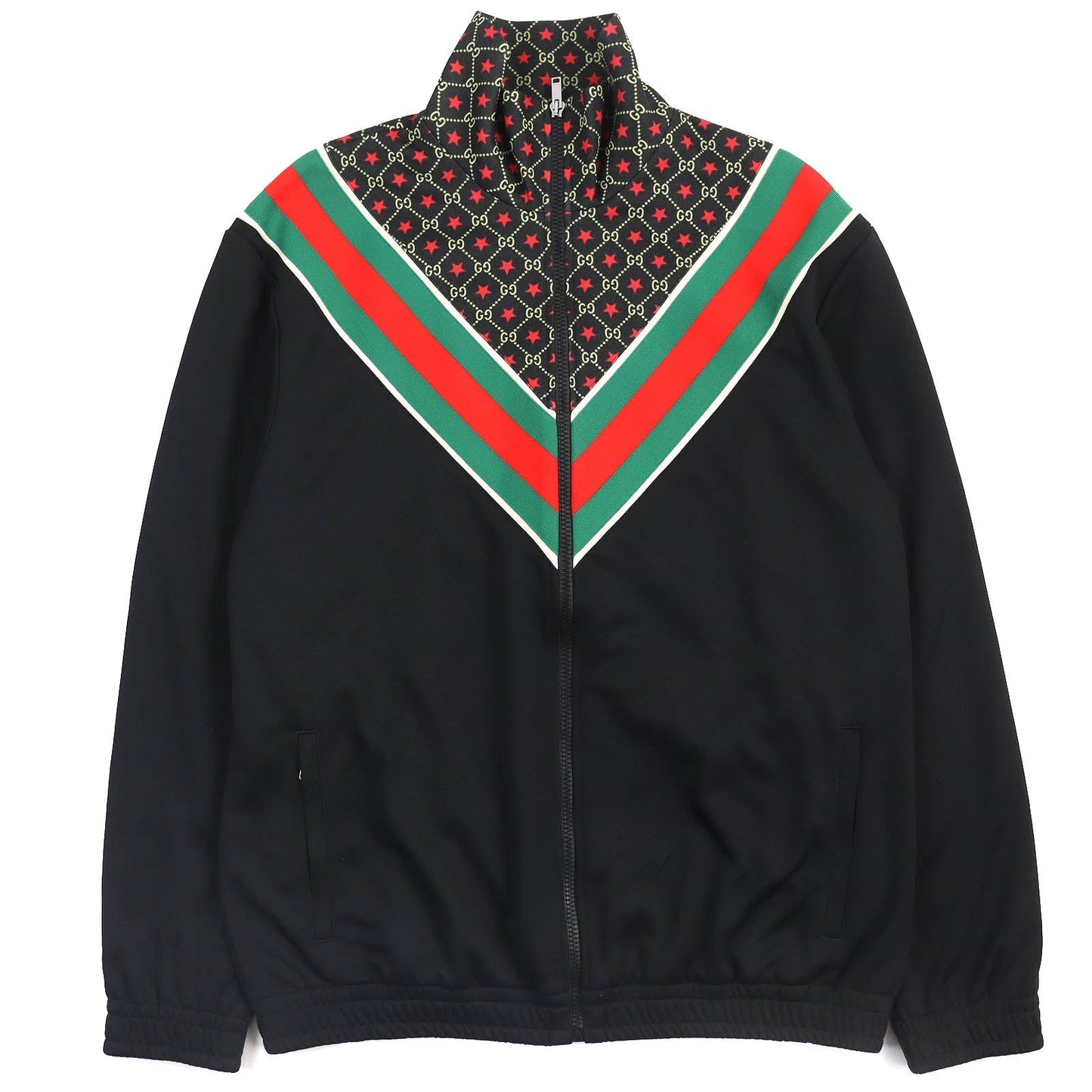 GUCCI Track jacket 575734 Outer: 55% polyester, Outer: 45% cotton, Lining: 100% polyester, Part: 100% nylon Black green red mens S Used