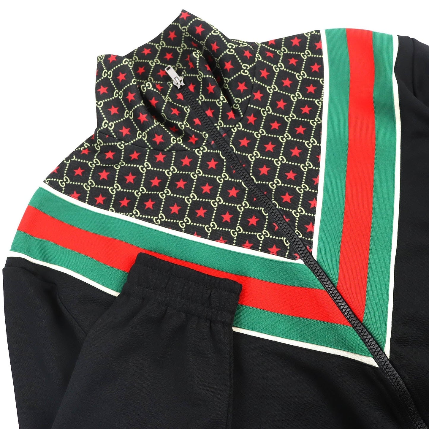 GUCCI Track jacket 575734 Outer: 55% polyester, Outer: 45% cotton, Lining: 100% polyester, Part: 100% nylon Black green red mens S Used