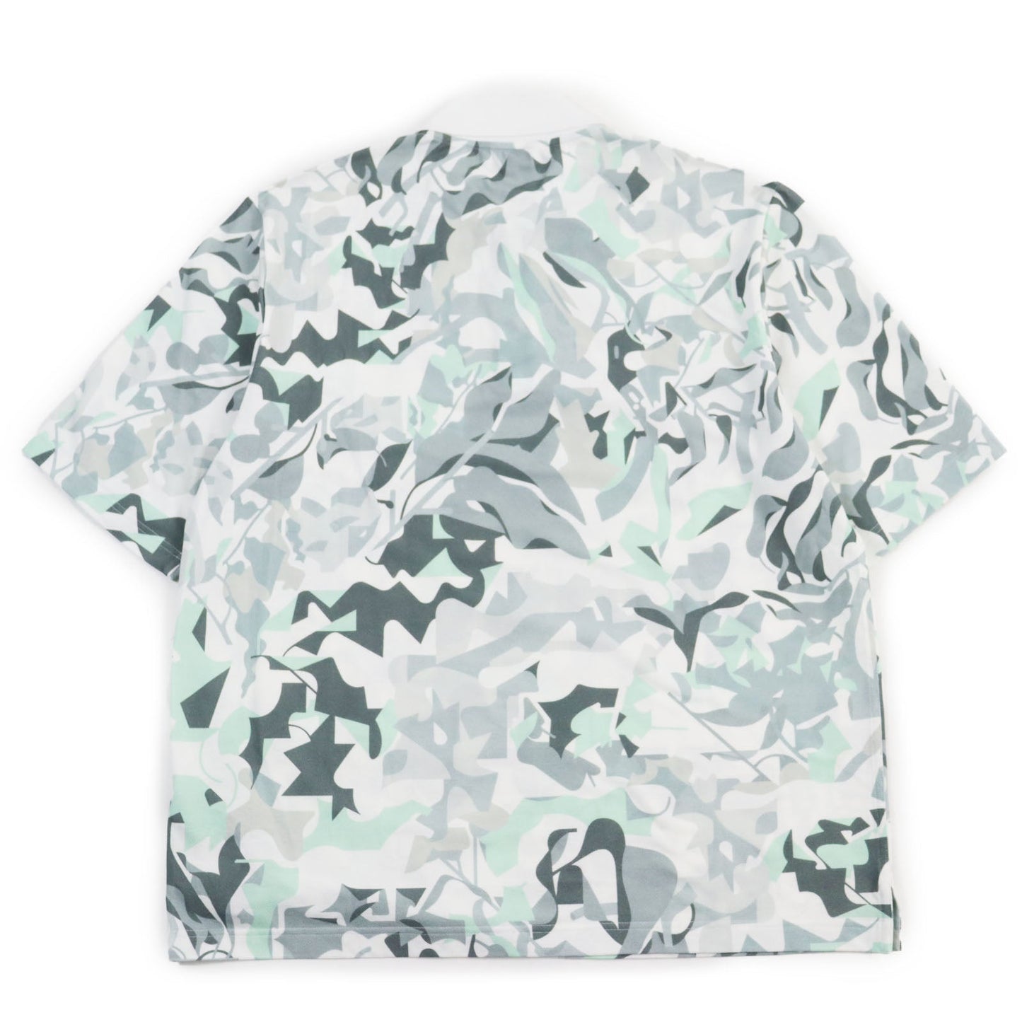 HERMES Short sleeve polo shirt cotton Gray Blue Puzzle Vegetal L