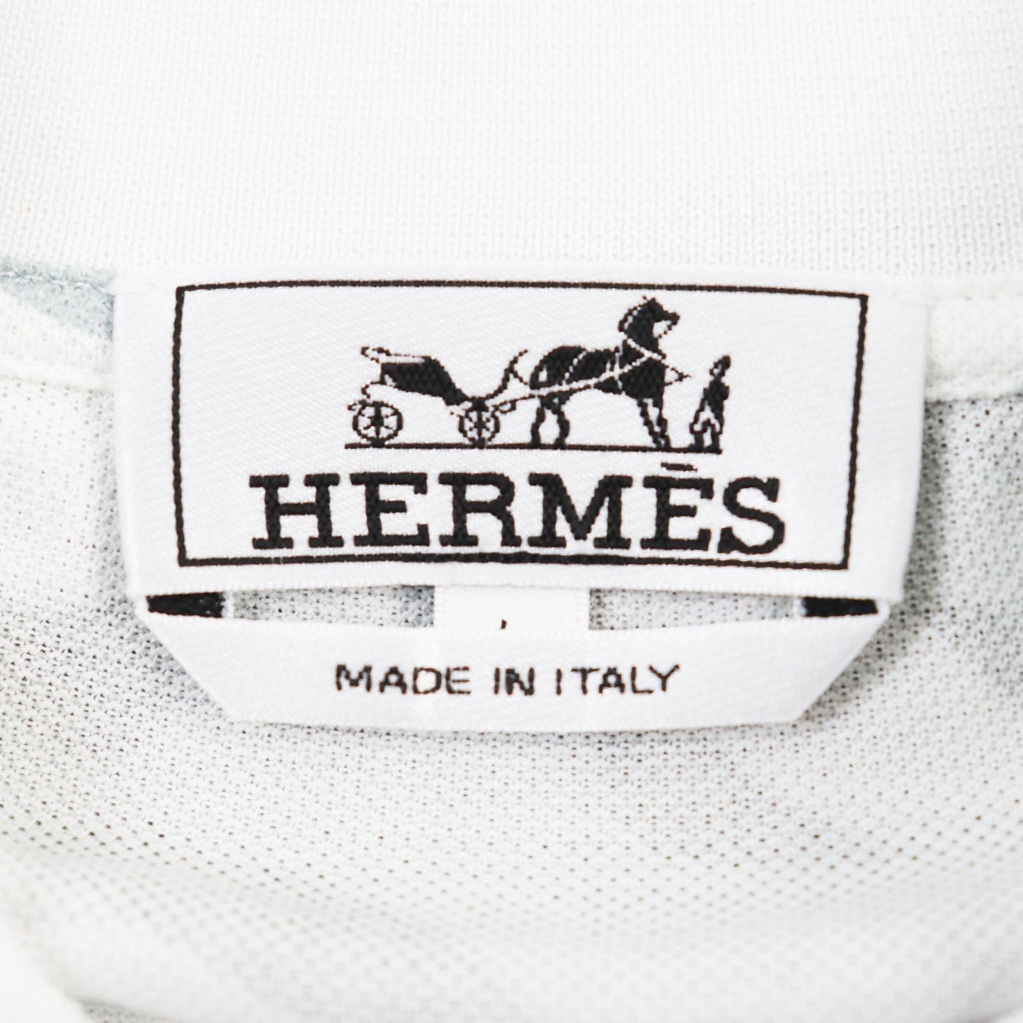 HERMES Short sleeve polo shirt cotton Gray Blue Puzzle Vegetal L