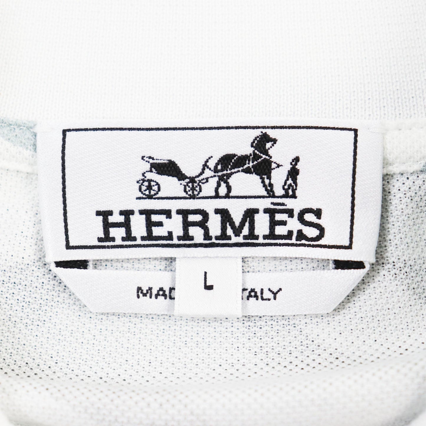 HERMES Short sleeve polo shirt cotton Gray Blue Puzzle Vegetal L