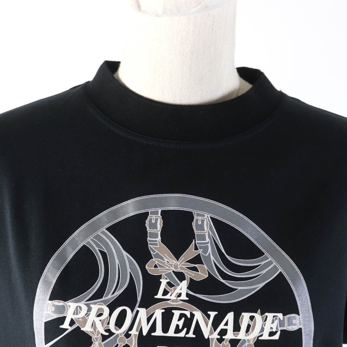 HERMES Short sleeve T-shirt 2H4604DU cotton black PROMENADE MATIN Morning walk 34