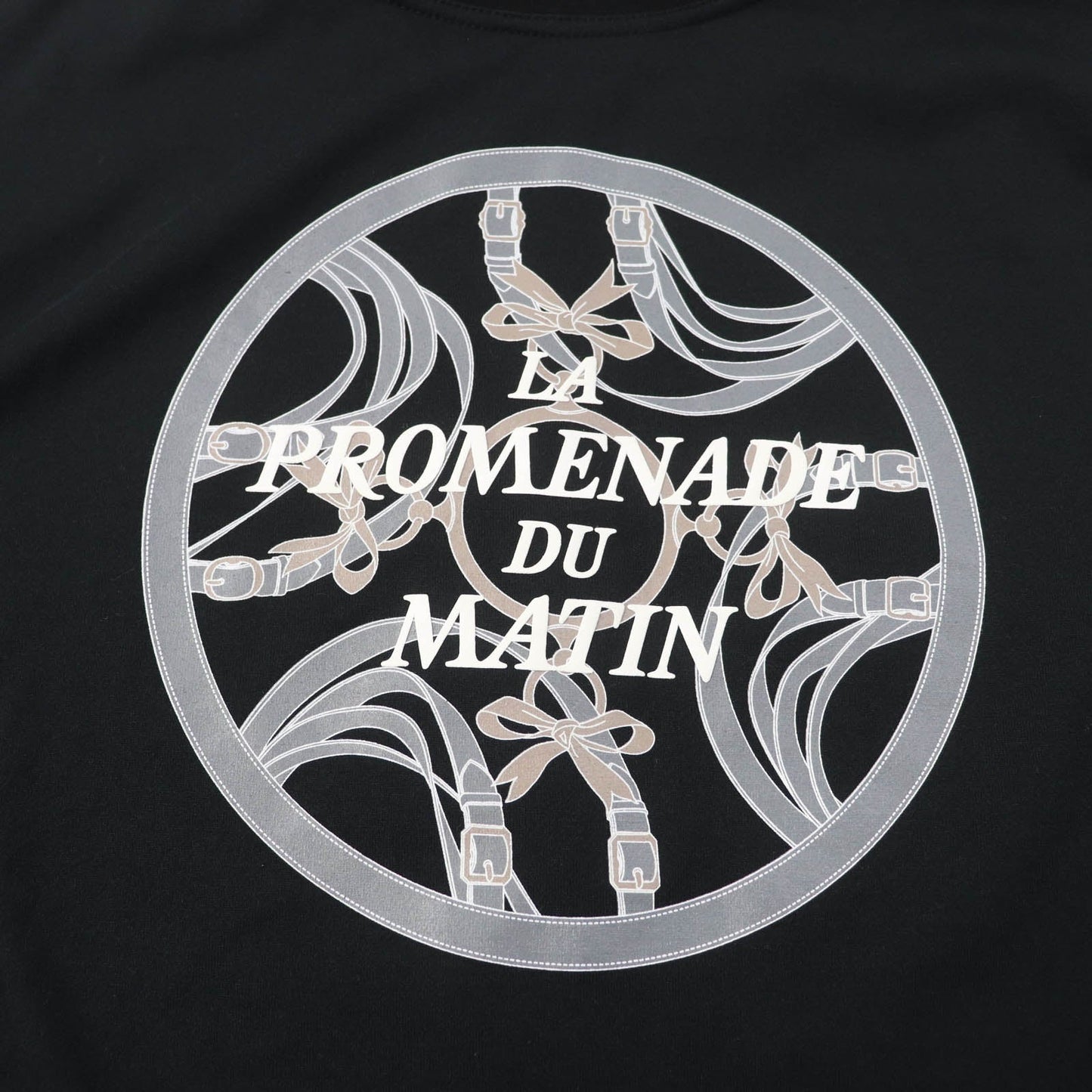 HERMES Short sleeve T-shirt 2H4604DU cotton black PROMENADE MATIN Morning walk 34