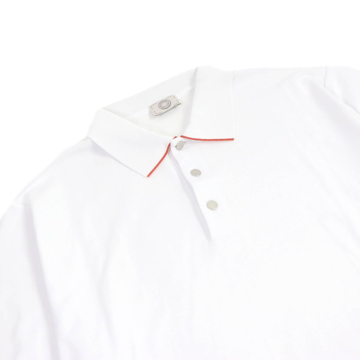 HERMES Short sleeve polo shirt cotton white XXL