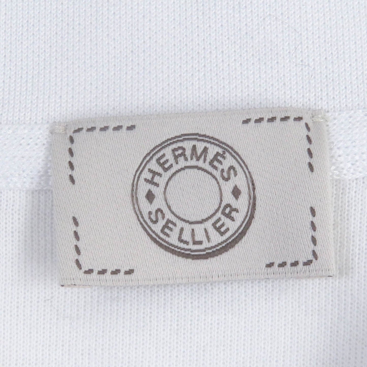 HERMES Short sleeve polo shirt cotton white XXL