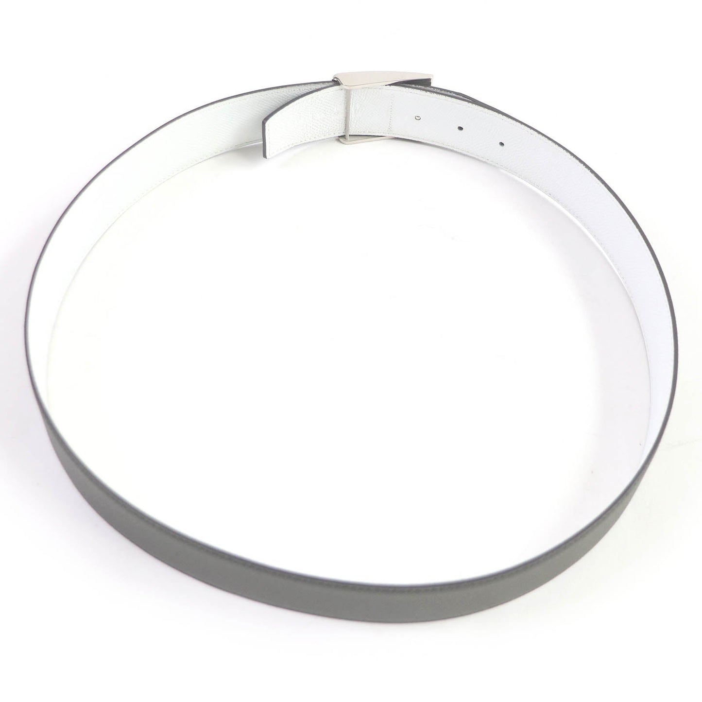 HERMES belt leather Charcoal White
