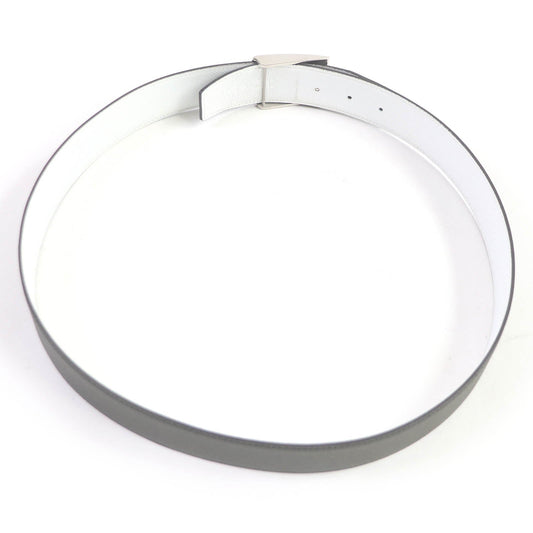 HERMES belt leather Charcoal White