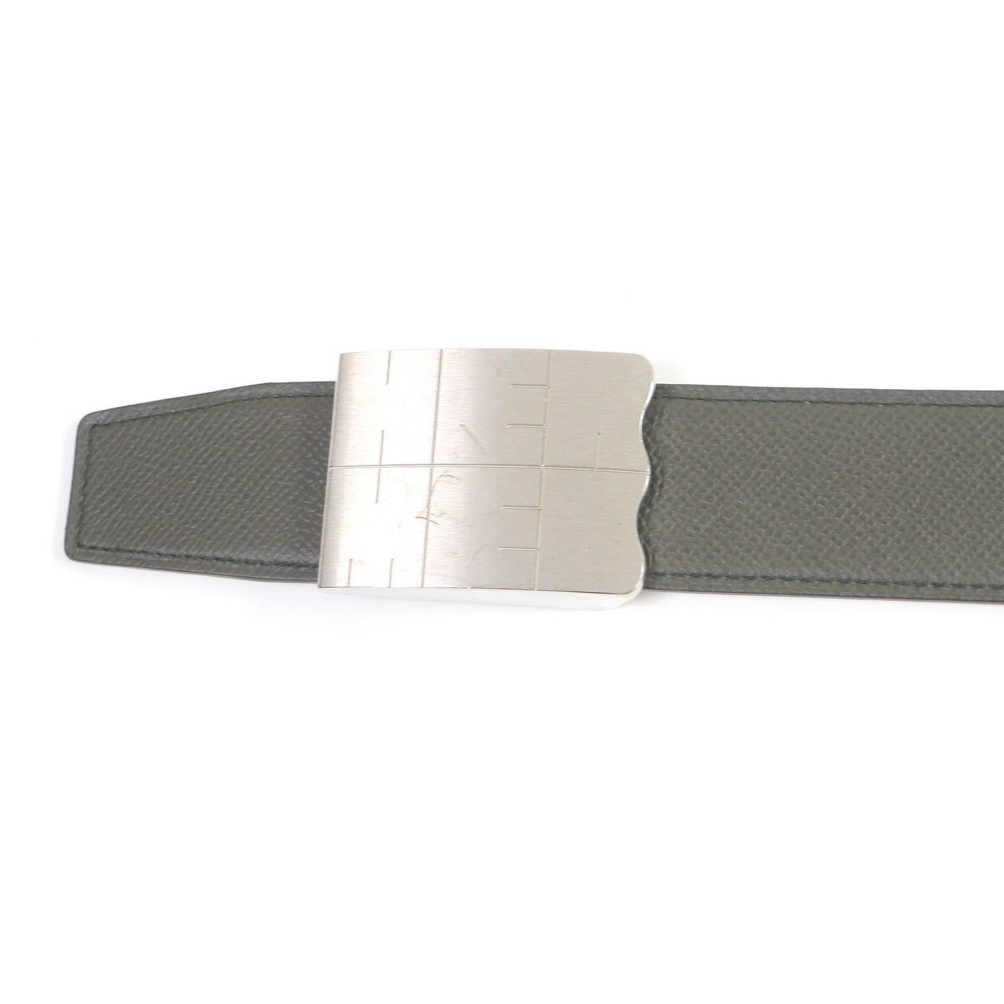 HERMES belt leather Charcoal White