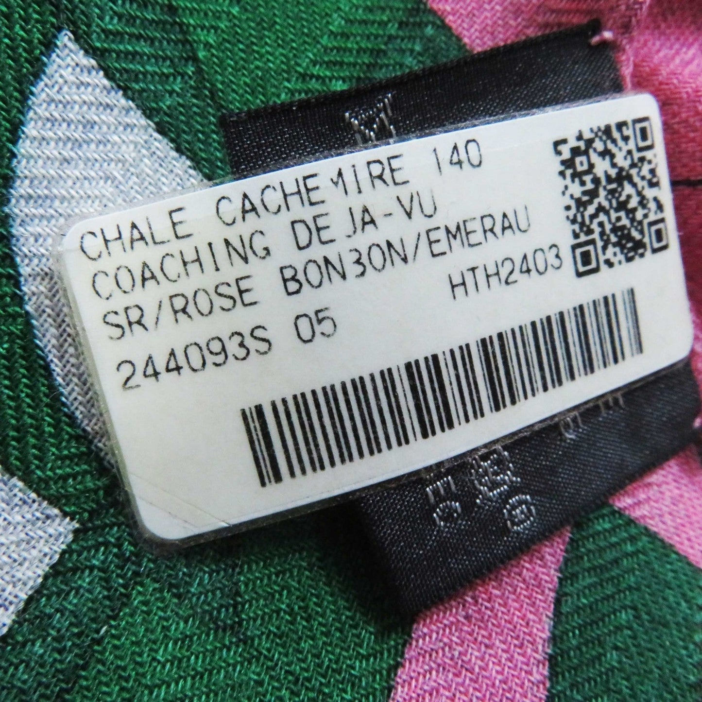 HERMES scarf silk Rose Bonbon/Emerald Carre140 Caregean coaching deja vu