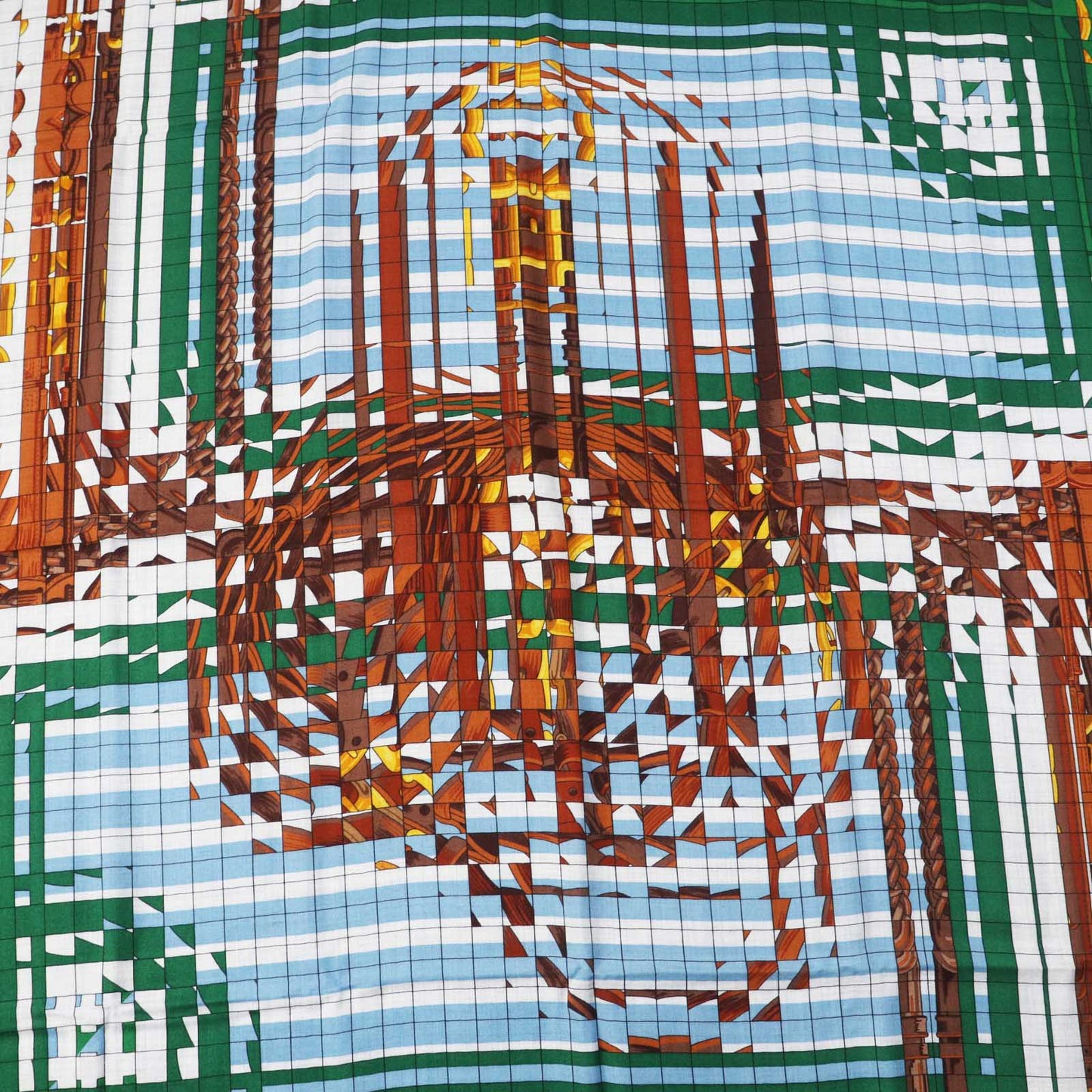 HERMES scarf silk Rose Bonbon/Emerald Carre140 Caregean coaching deja vu