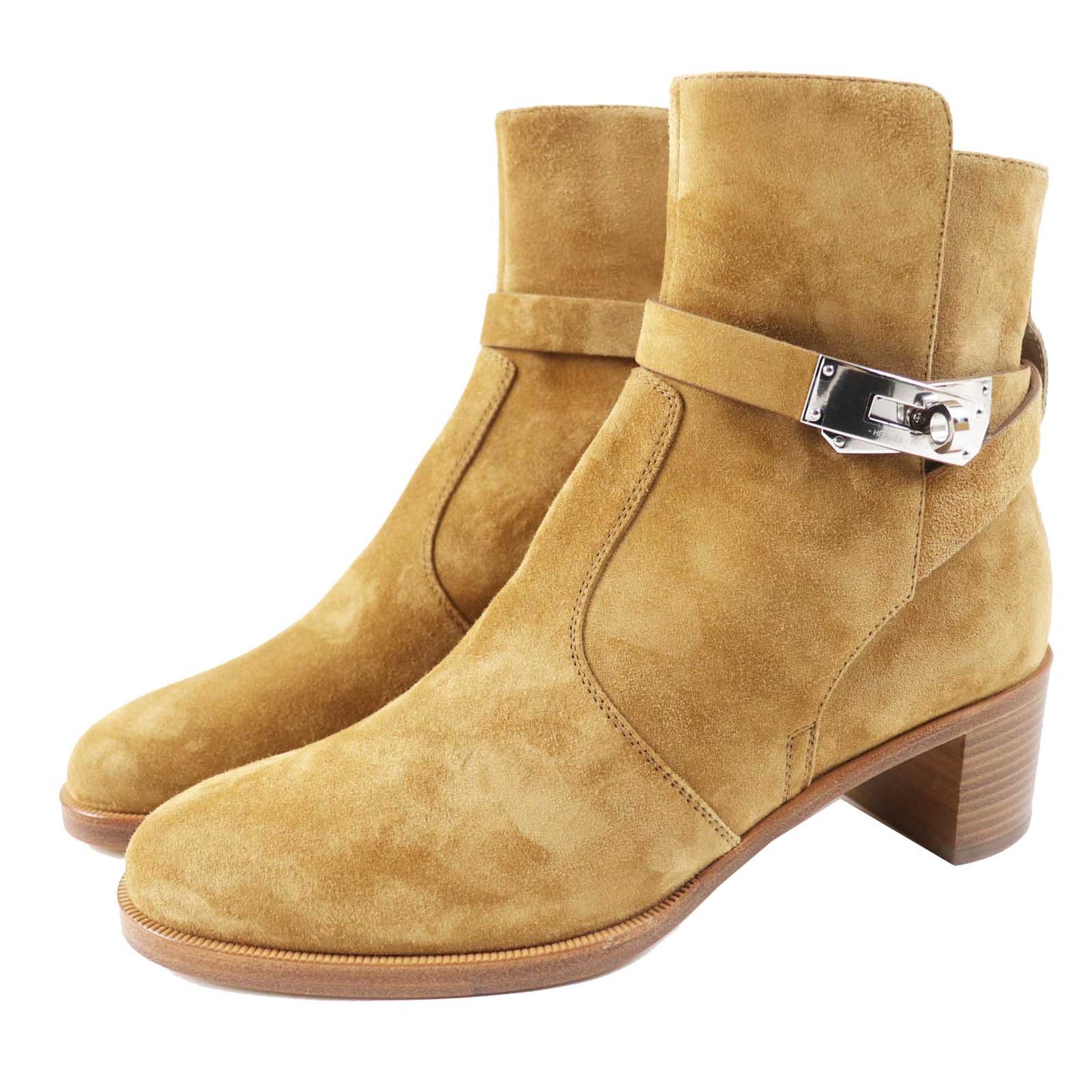 HERMES short boots Suede leather Brown beige Frenchie 50 35.5