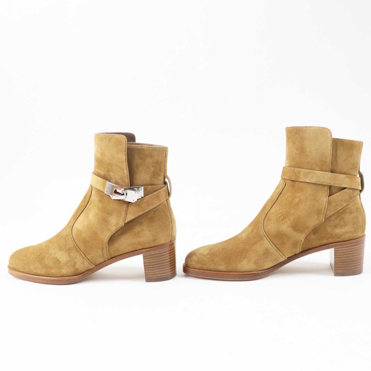HERMES short boots Suede leather Brown beige Frenchie 50 35.5