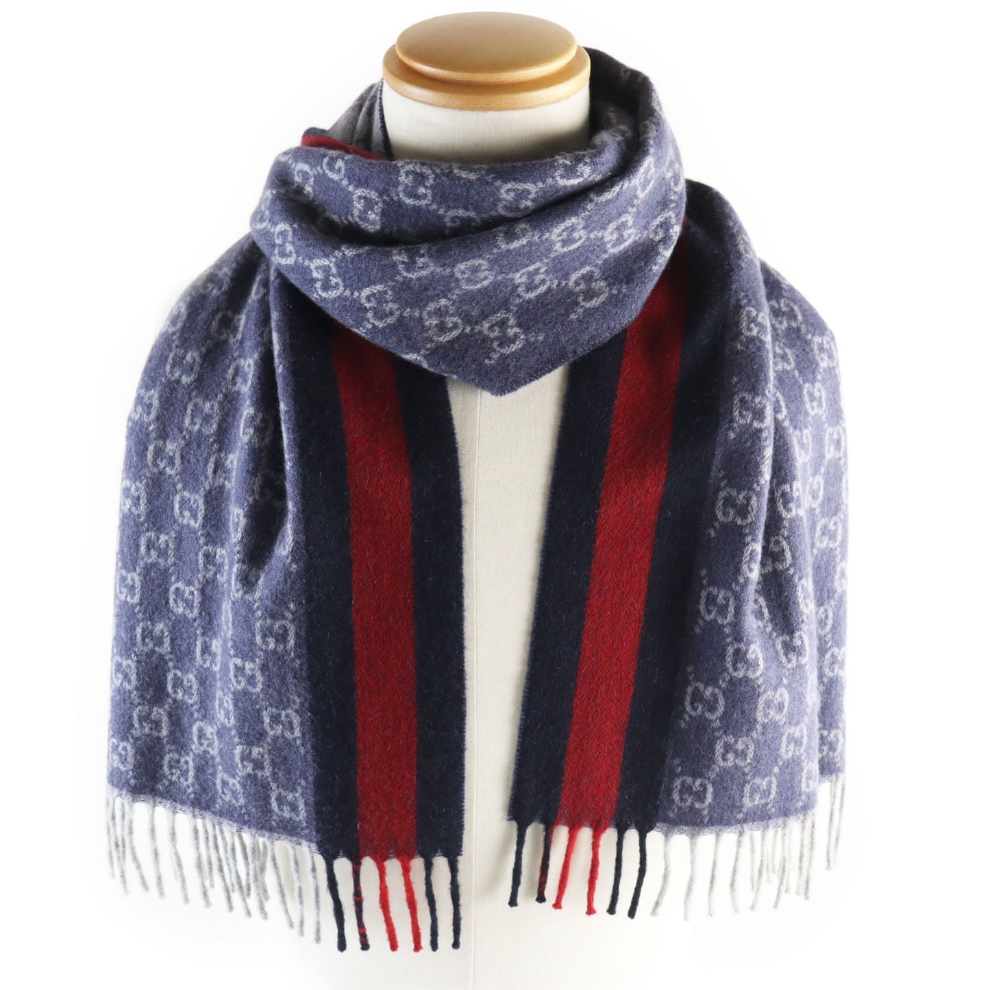 GUCCI Scarf 391531 Main: 50% cashmere, Main: 50% wool Navy mens Used