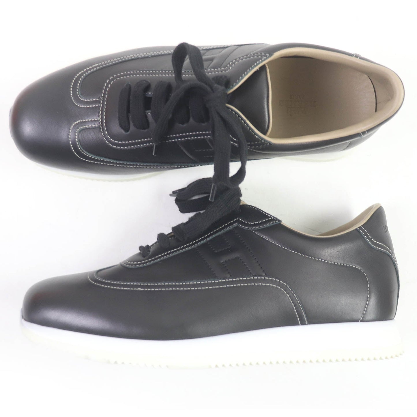 HERMES Low cut sneakers Main: Leather black quick mens 43 Used