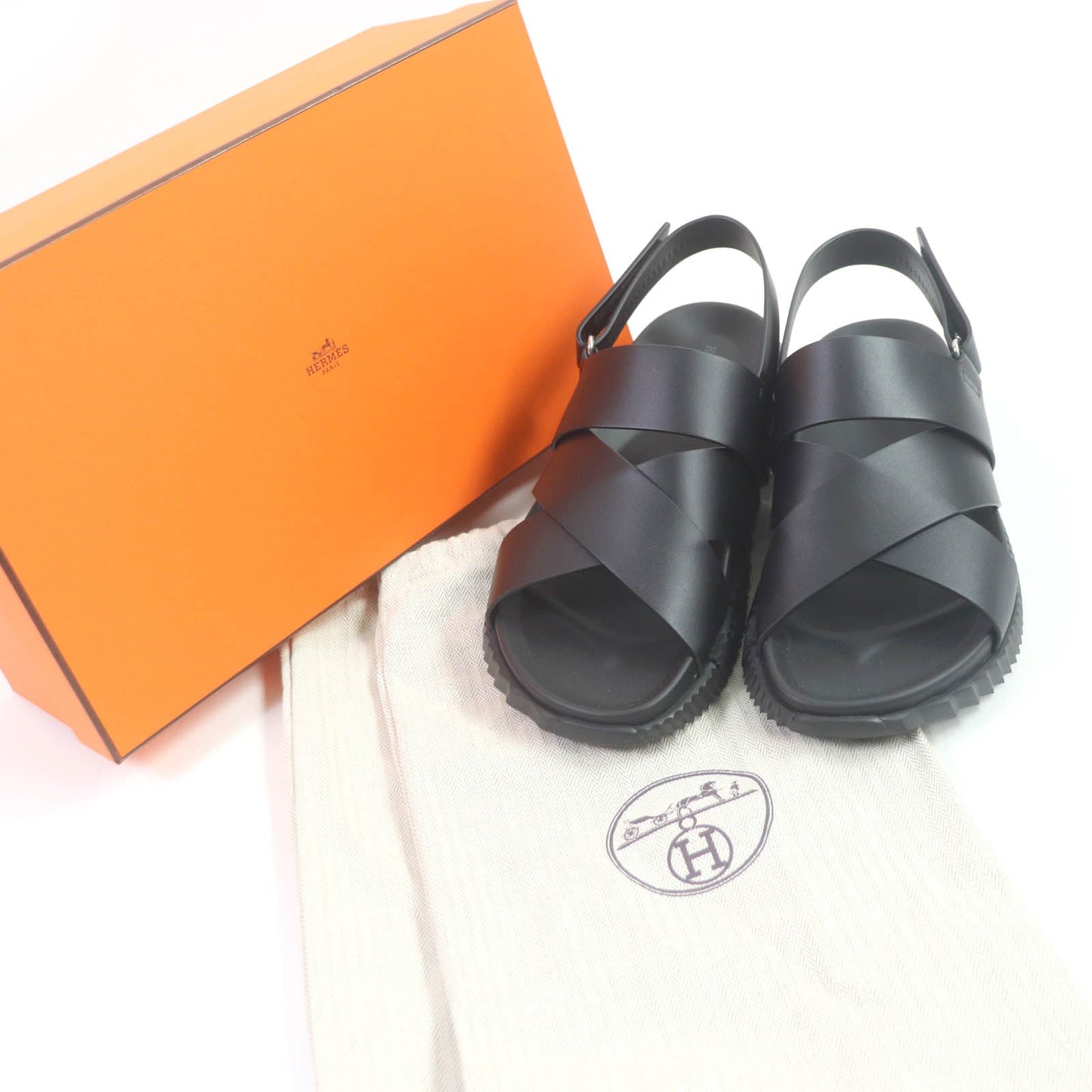 HERMES Sandals H222860ZH01430 leather black Electric 42