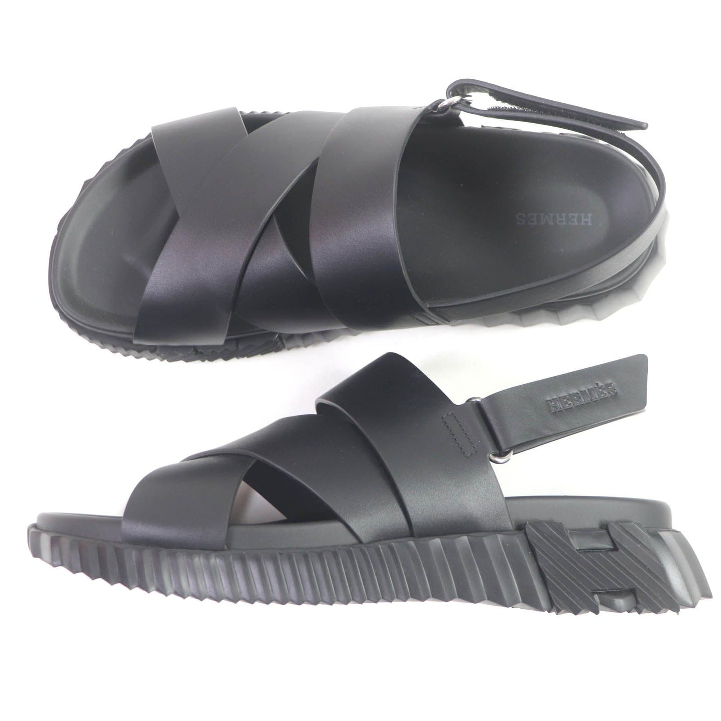 HERMES Sandals H222860ZH01430 leather black Electric 42