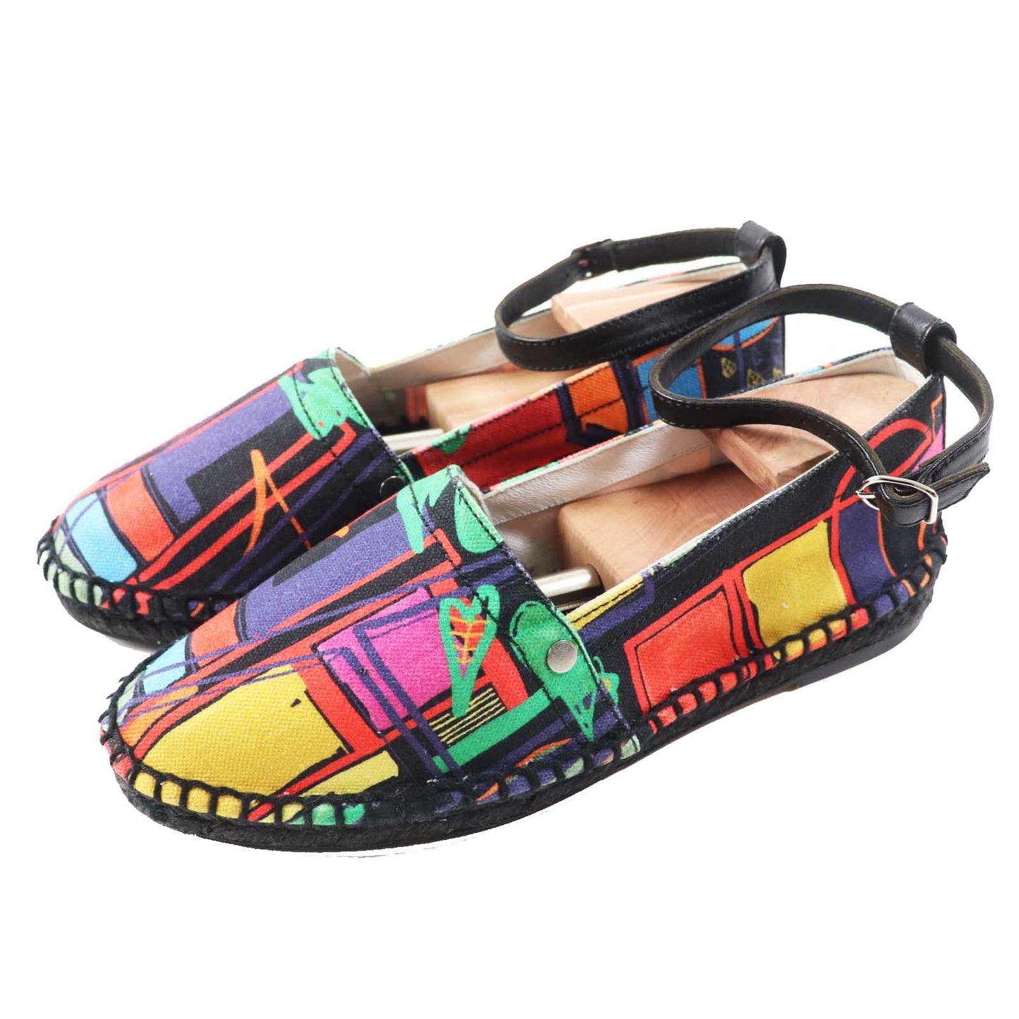 HERMES Slip-on canvas black multi 37