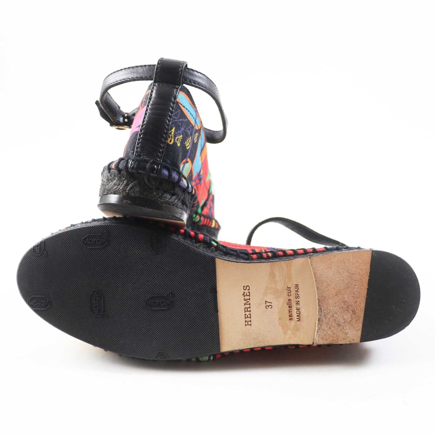 HERMES Slip-on canvas black multi 37