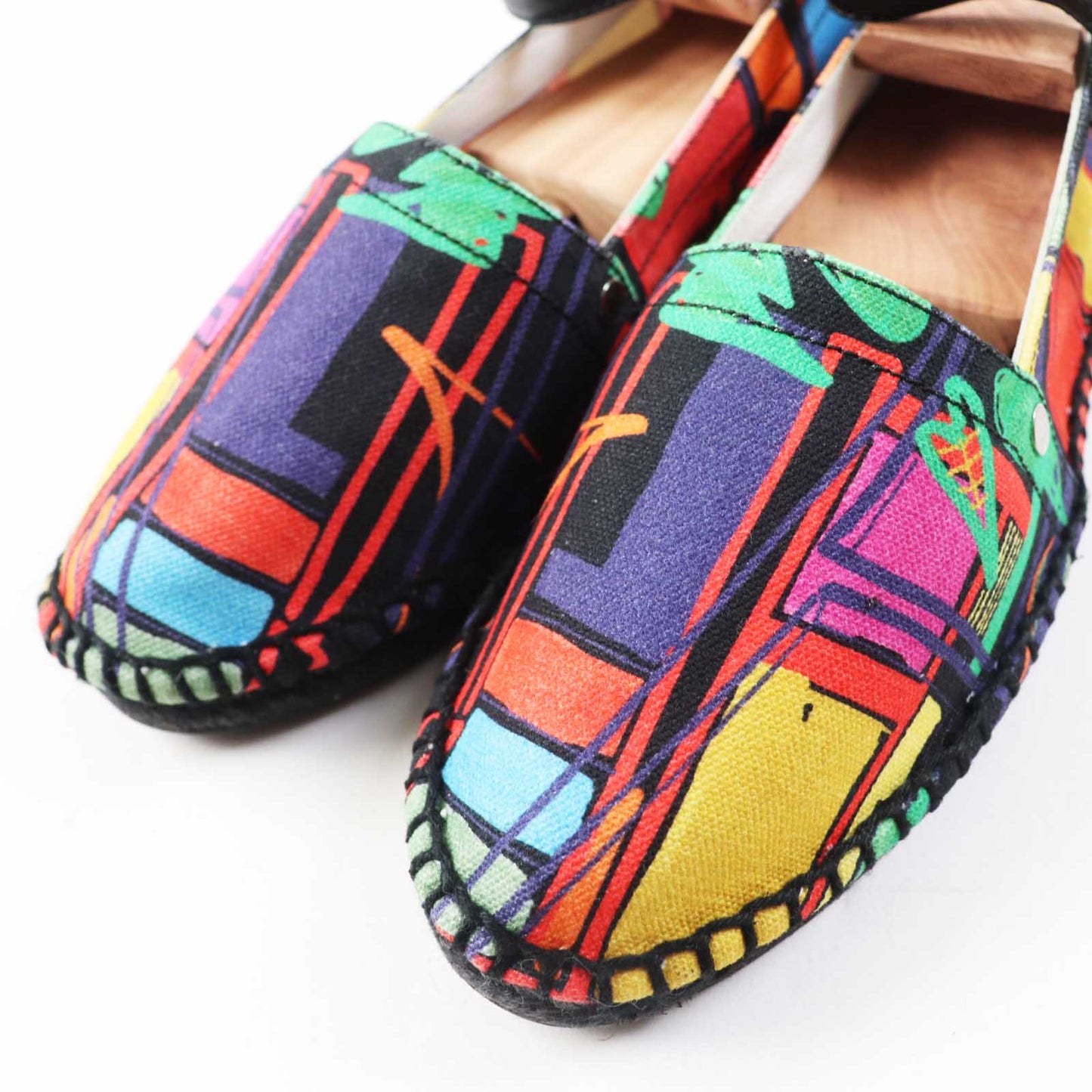 HERMES Slip-on canvas black multi 37