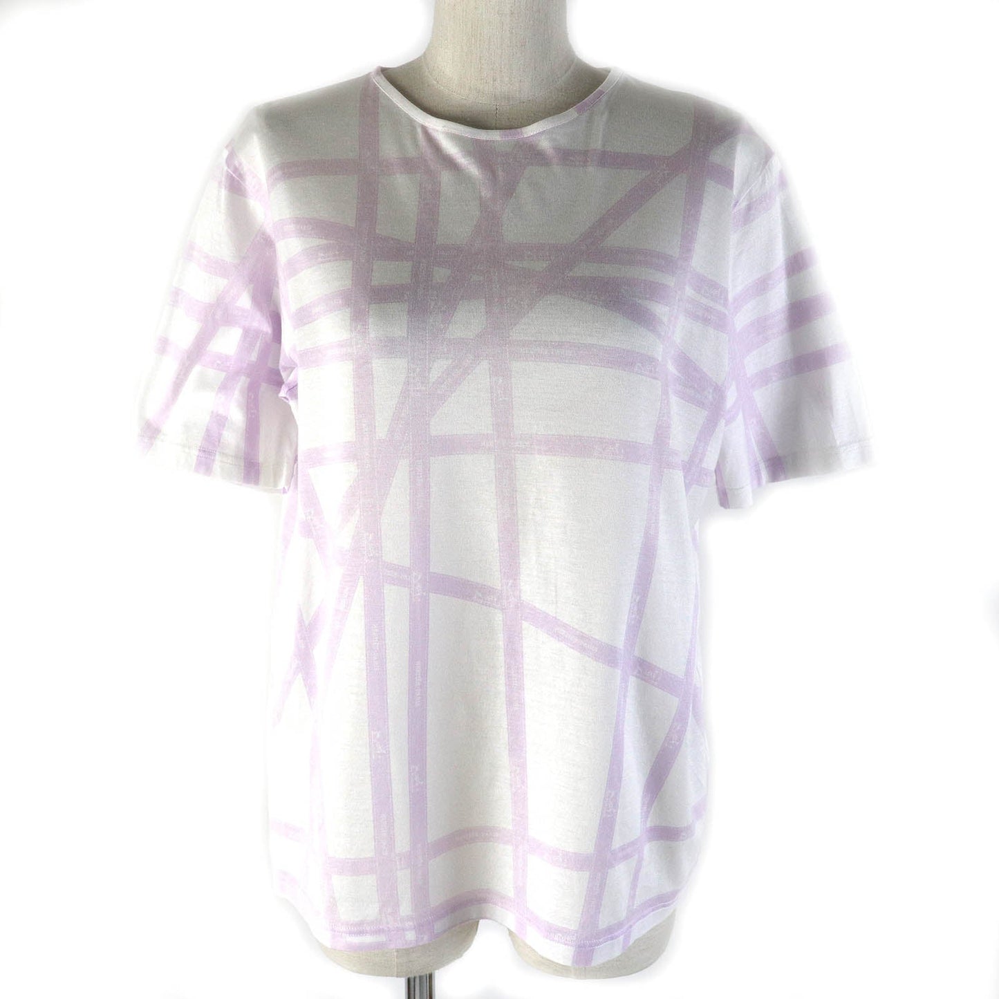 HERMES Short sleeve T-shirt Main: 100% cotton White purple Beaulieu Women L Used