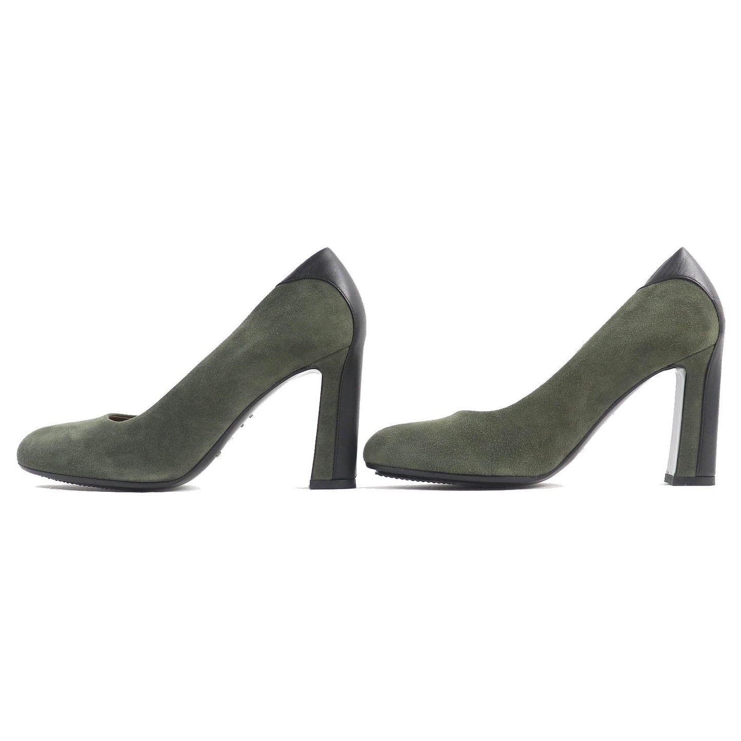 HERMES pumps Suede leather Khaki black 36