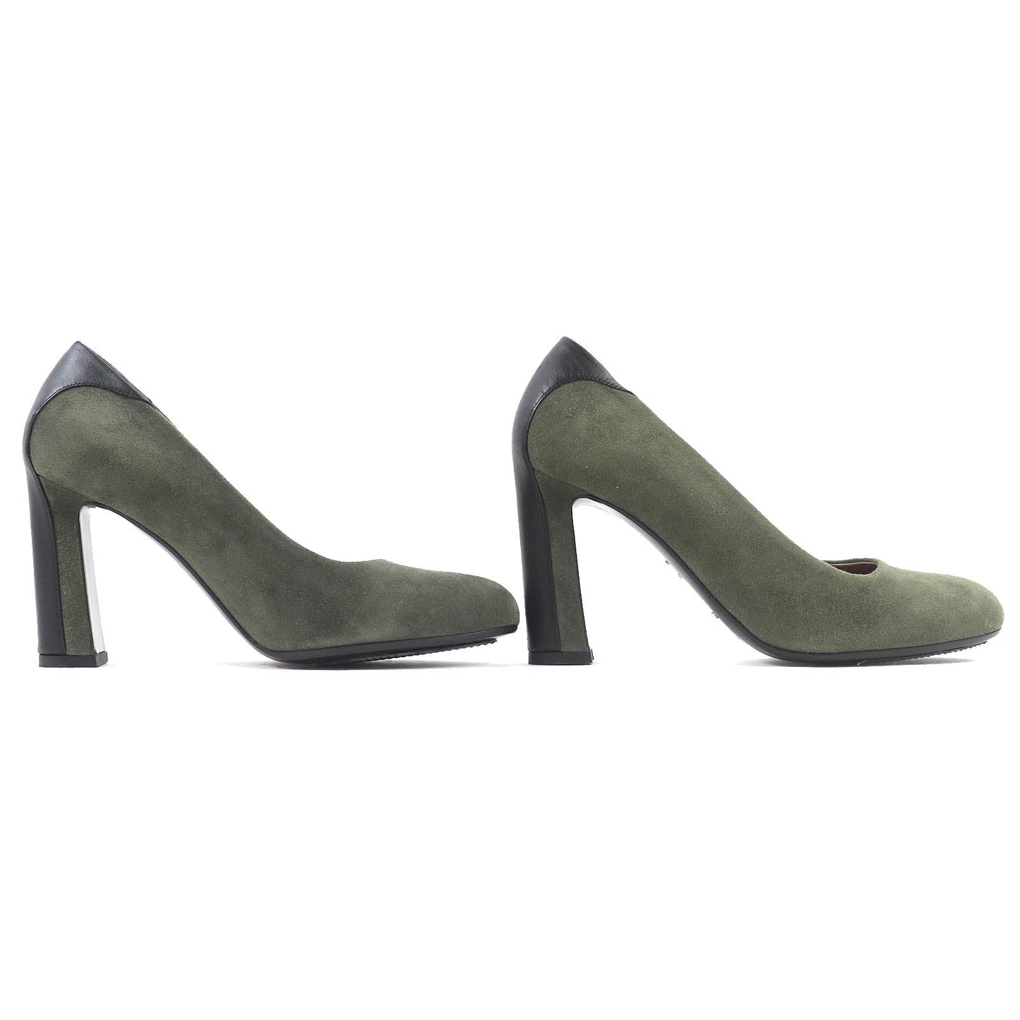 HERMES pumps Suede leather Khaki black 36