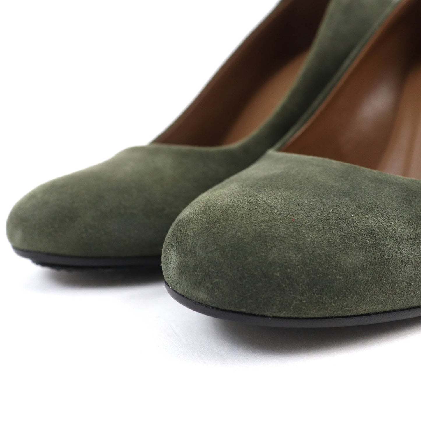 HERMES pumps Suede leather Khaki black 36