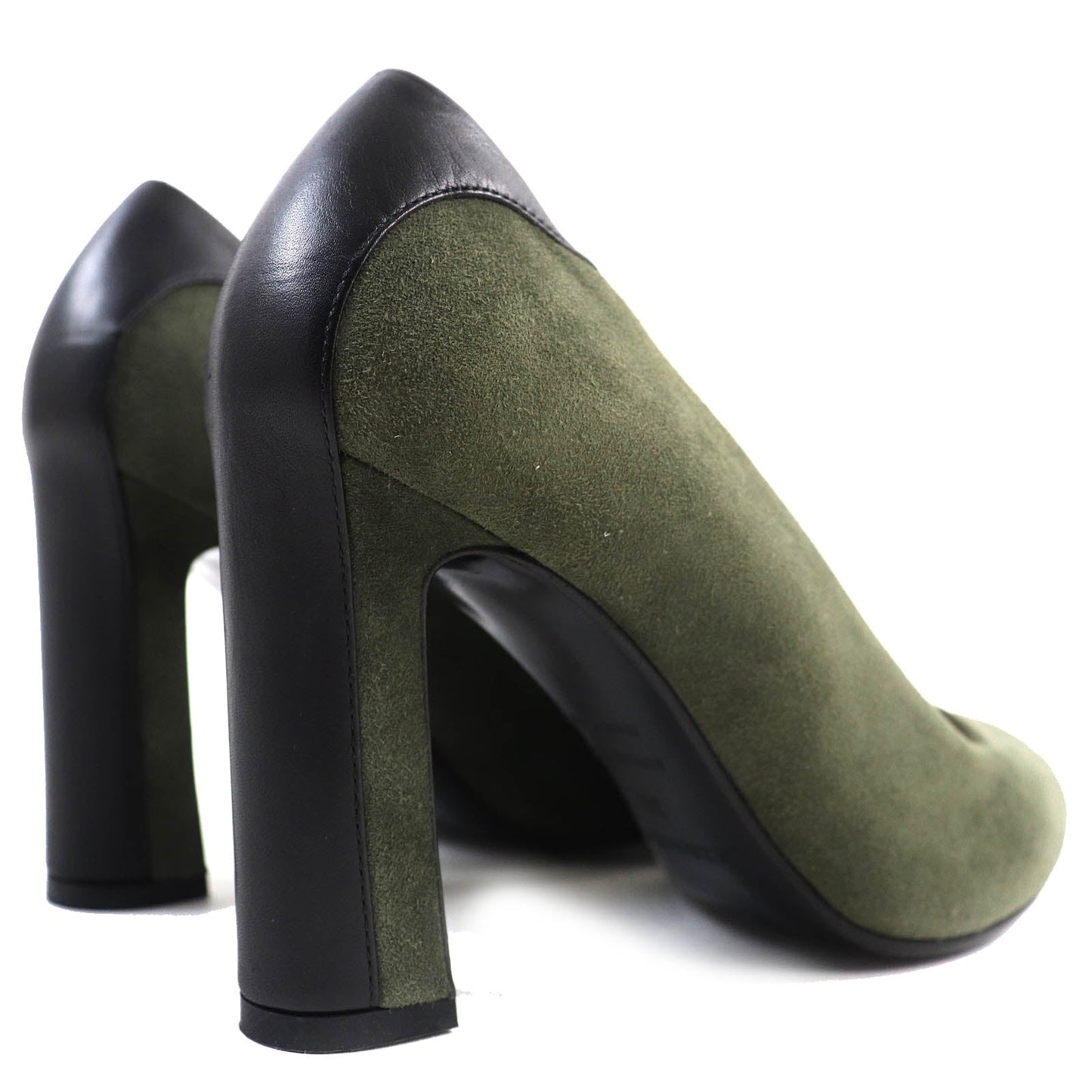 HERMES pumps Suede leather Khaki black 36