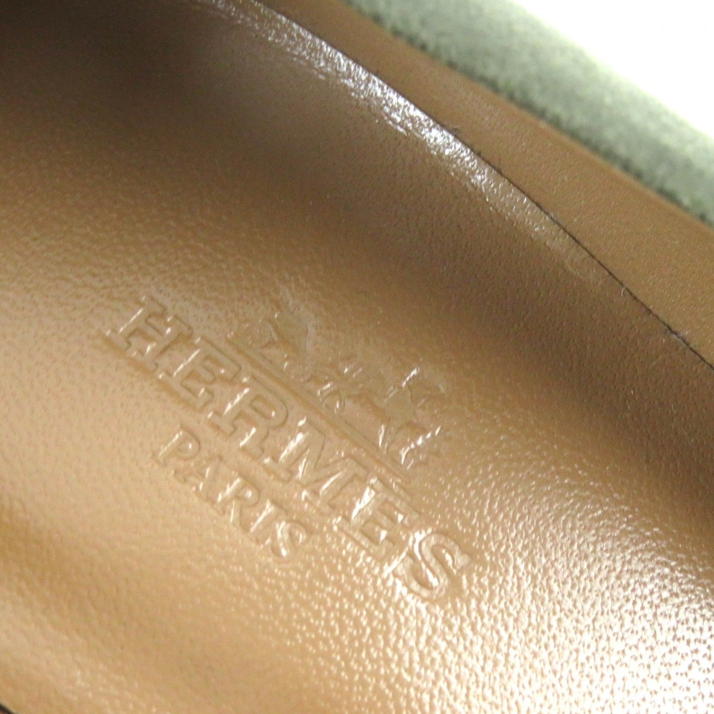 HERMES pumps Suede leather Khaki black 36