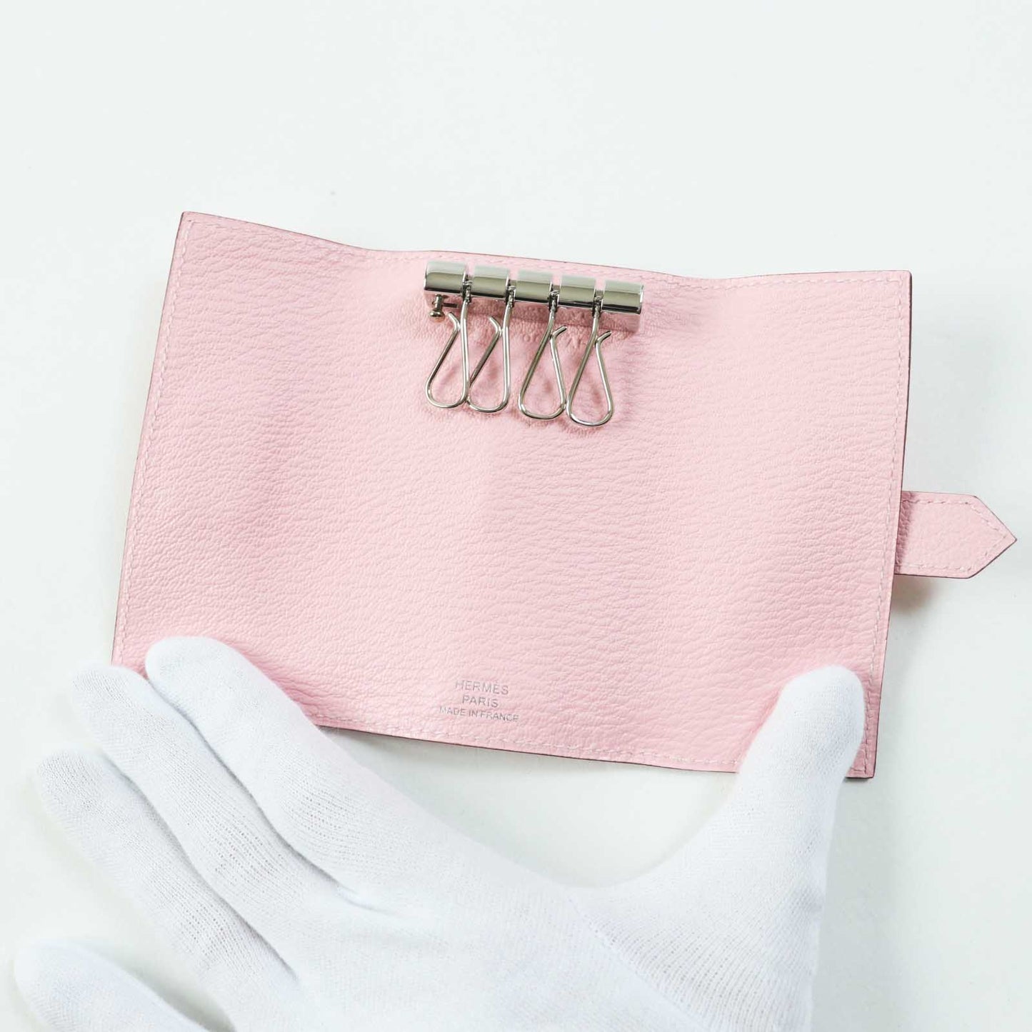 HERMES Key case Key holder  Chevre Misol Rose Confetti Bean