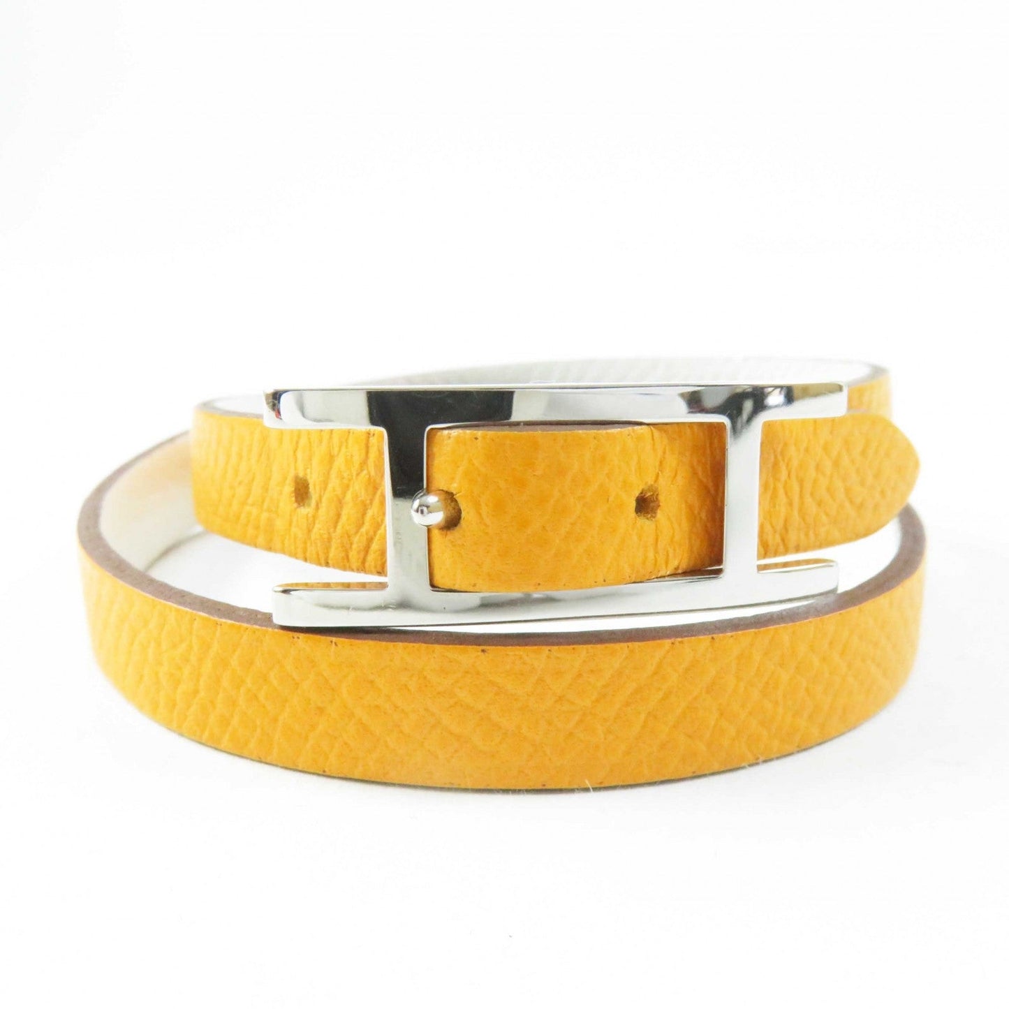 HERMES bracelet leather Yellow / white be api du bretour S