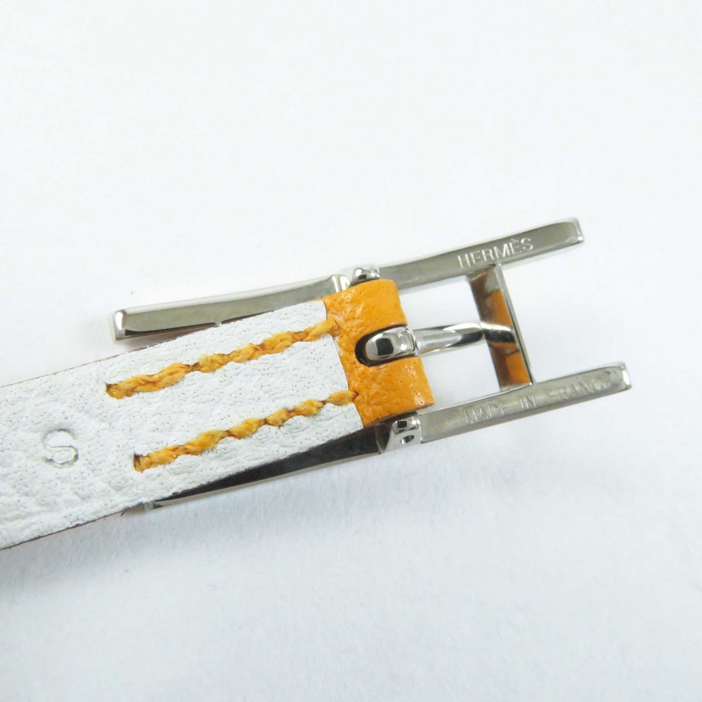HERMES bracelet leather Yellow / white be api du bretour S