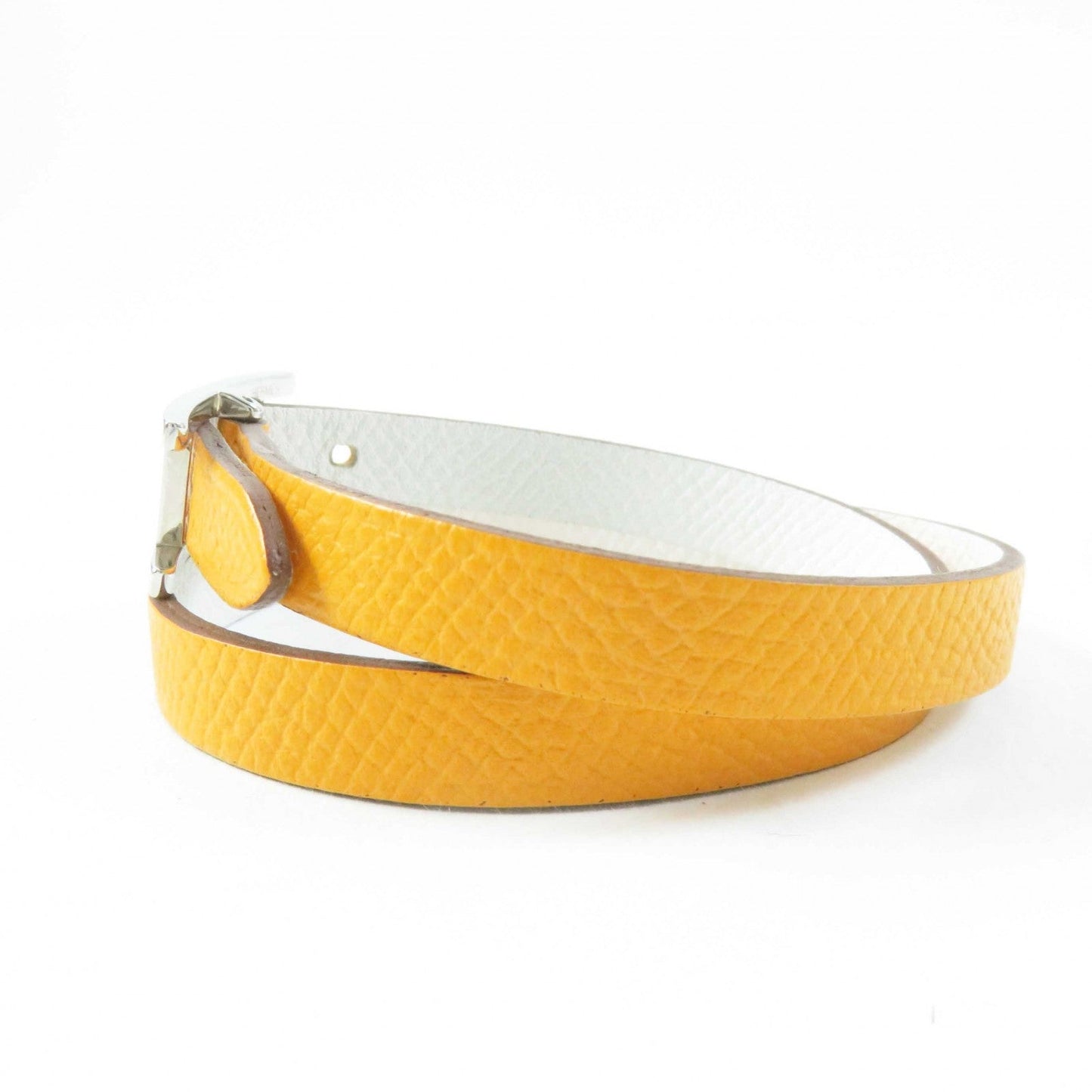 HERMES bracelet leather Yellow / white be api du bretour S