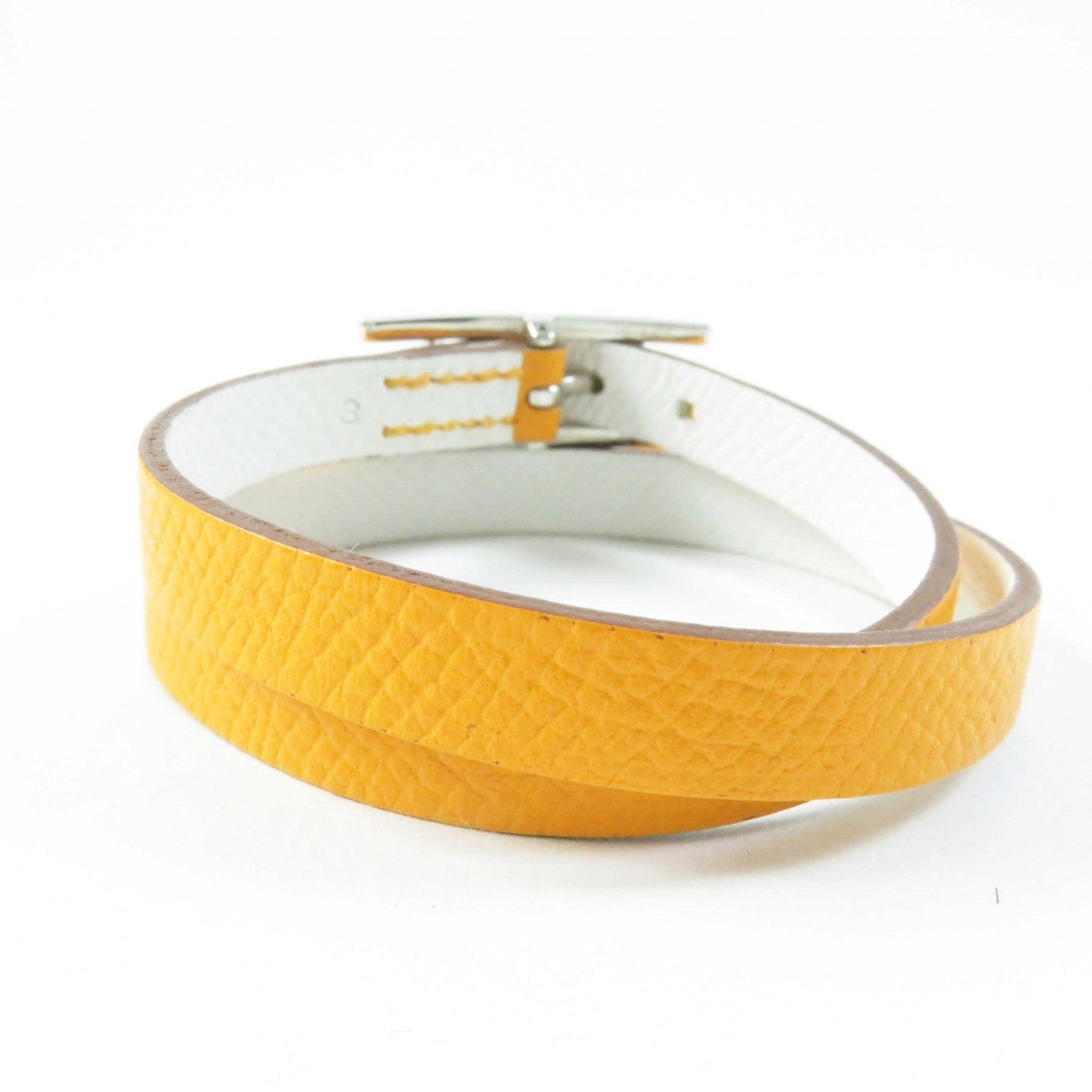 HERMES bracelet leather Yellow / white be api du bretour S