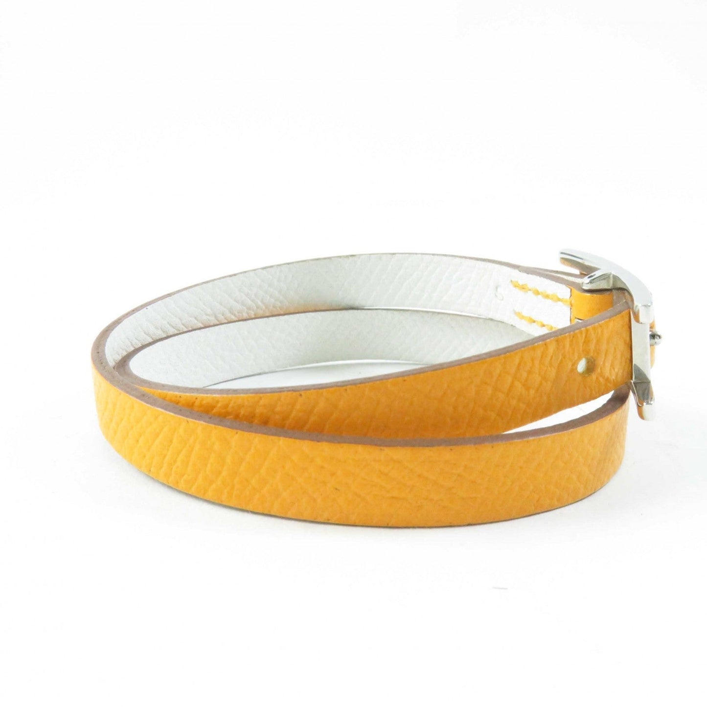 HERMES bracelet leather Yellow / white be api du bretour S