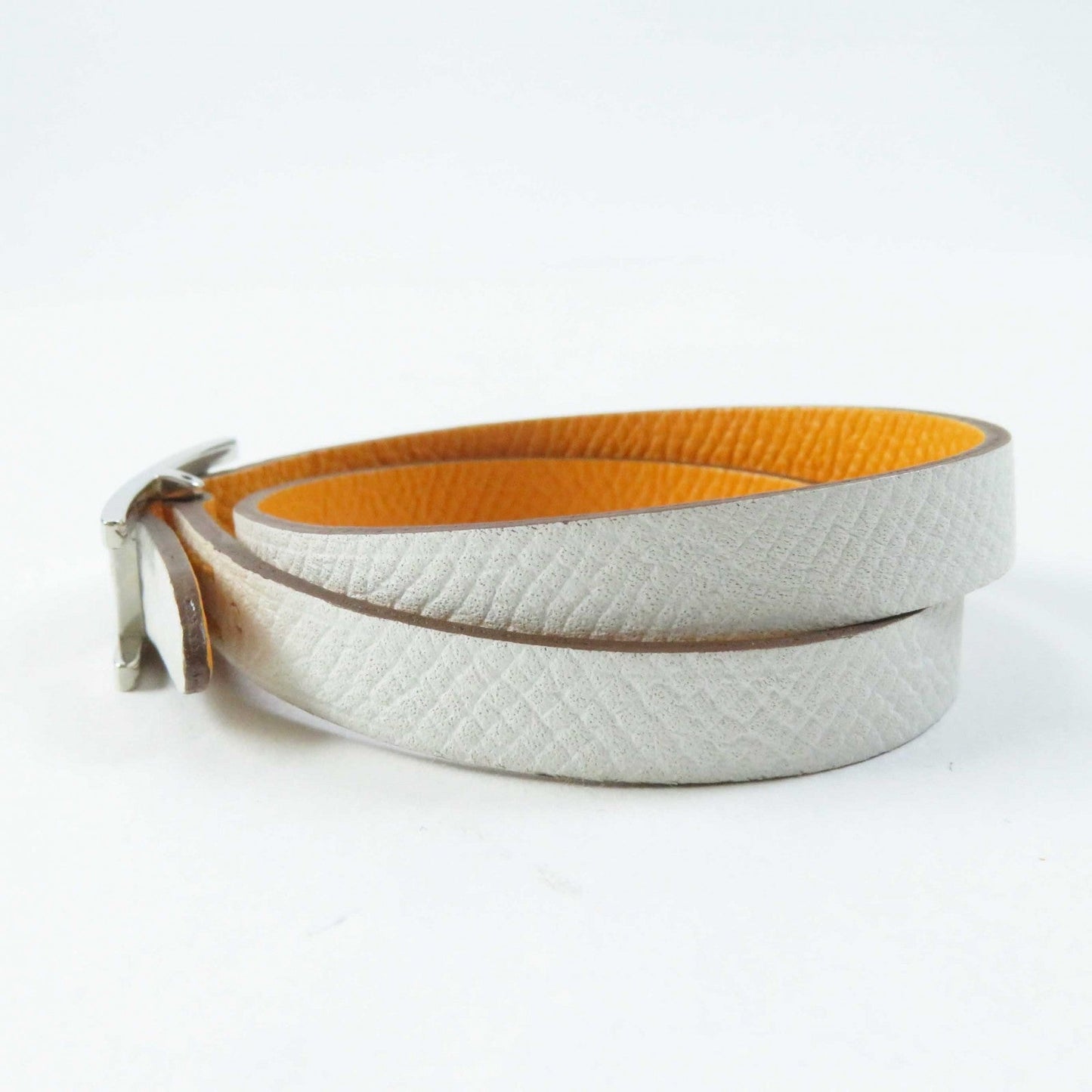 HERMES bracelet leather Yellow / white be api du bretour S