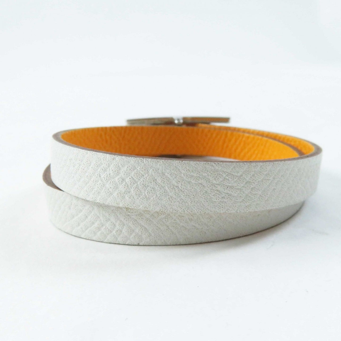 HERMES bracelet leather Yellow / white be api du bretour S