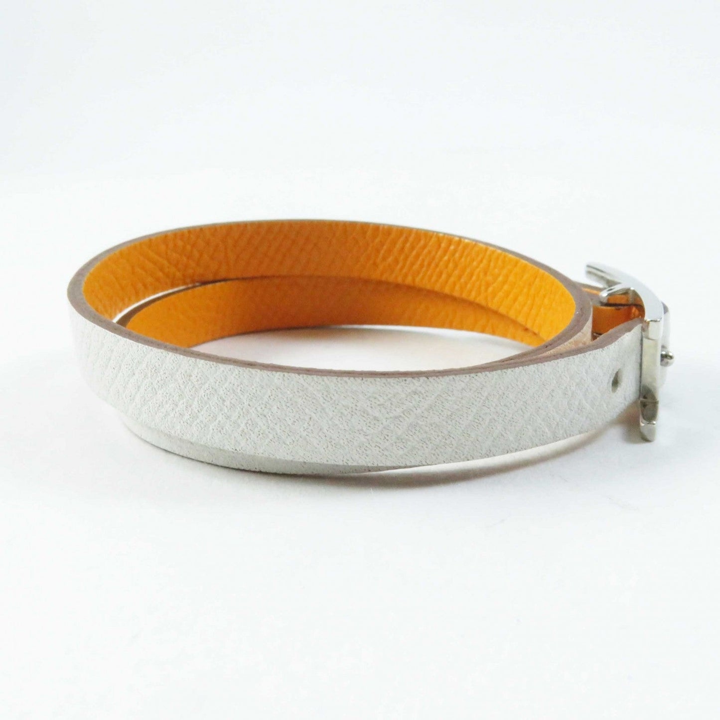 HERMES bracelet leather Yellow / white be api du bretour S