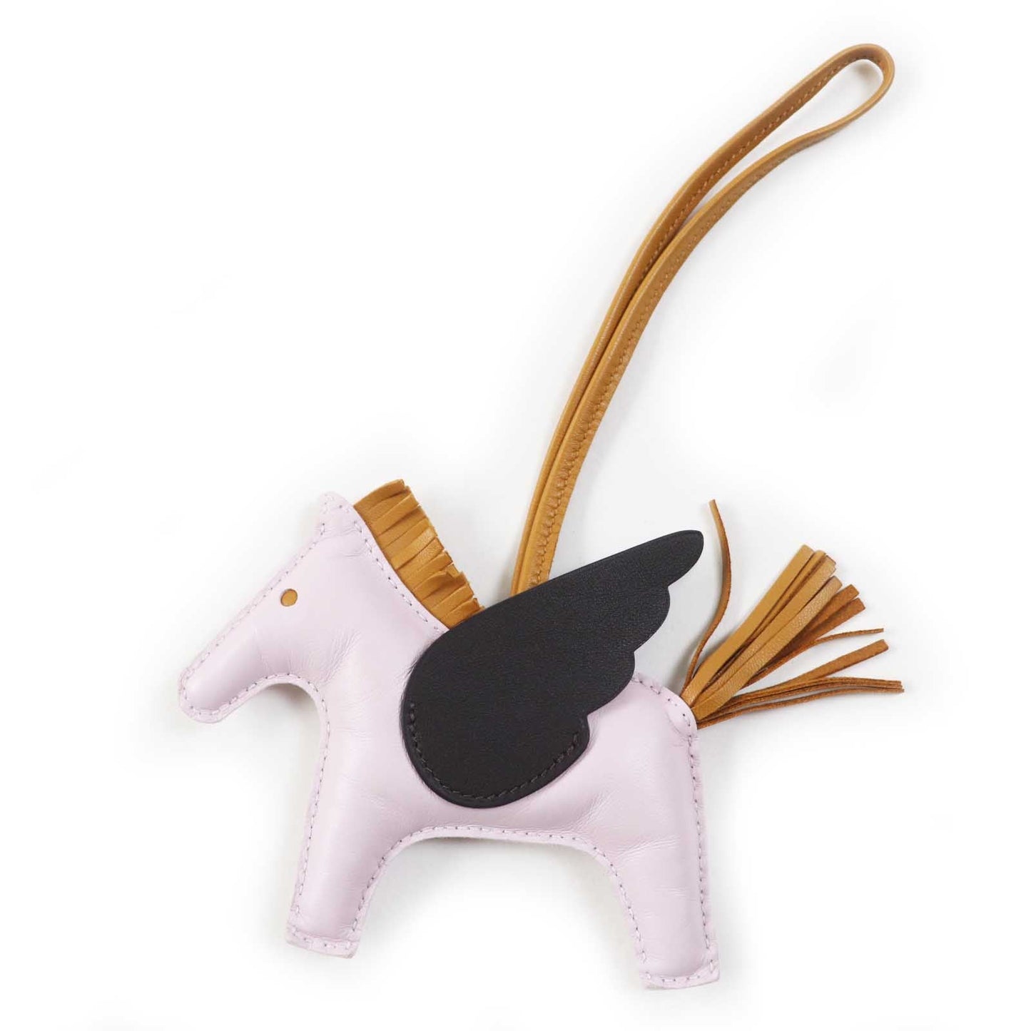 HERMES Bag charm Anemiro Mauve pale/Sesame/Ebène Rodeo Charm Pegasus MM