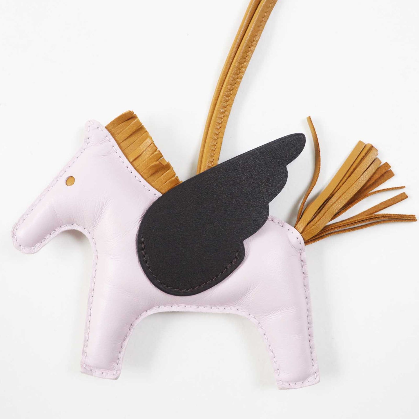 HERMES Bag charm Anemiro Mauve pale/Sesame/Ebène Rodeo Charm Pegasus MM