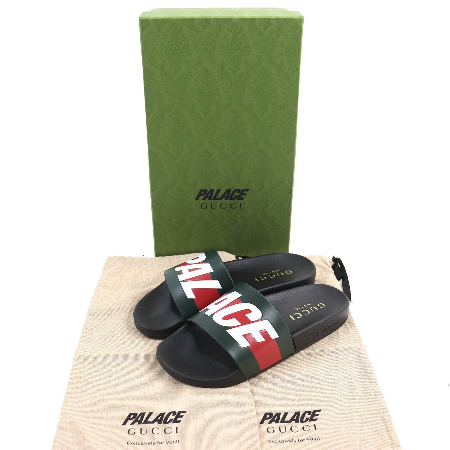 GUCCI Sandals 723353 rubber Black Green Red White 8