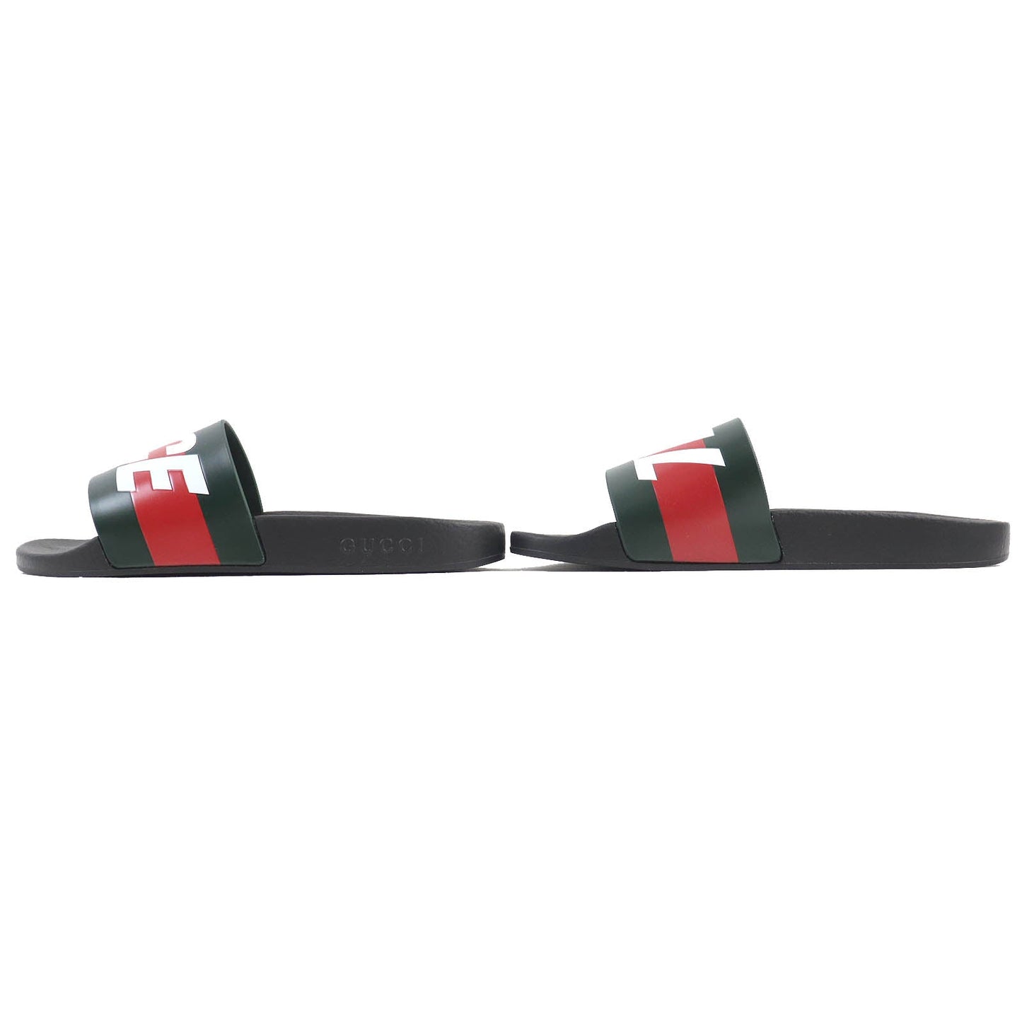 GUCCI Sandals 723353 rubber Black Green Red White 8