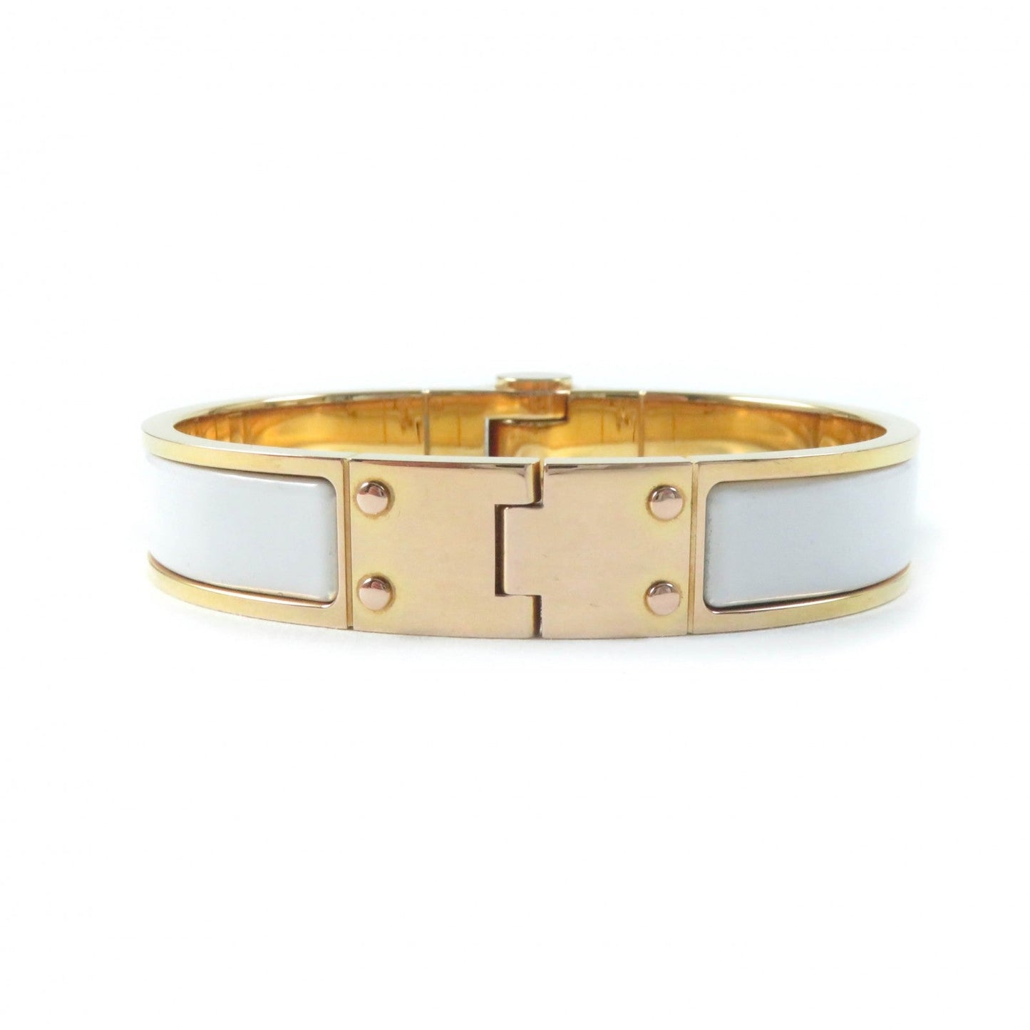 HERMES Bangle Gold Plated White gold Charniere