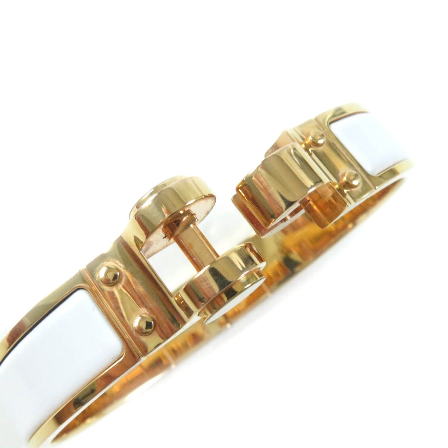 HERMES Bangle Gold Plated White gold Charniere