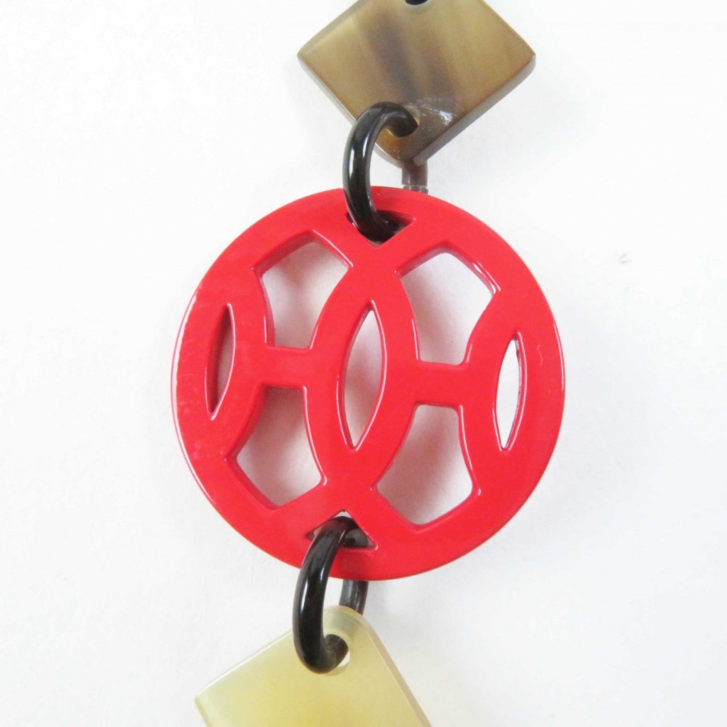 HERMES Necklace Buffalo horn Brown Red type Diva
